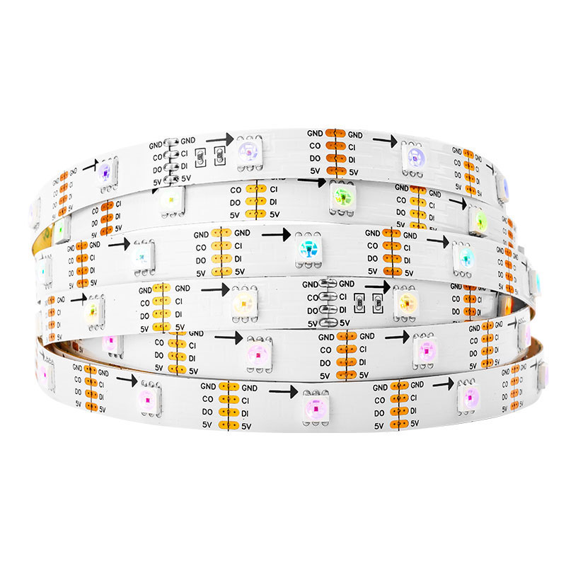 SK9822(Similar to APA102) RGB 30LEDS/M DC5V 10MM-Wide Digital Intelligent Addressable LED Strip Lights - 5m/16.4ft per roll